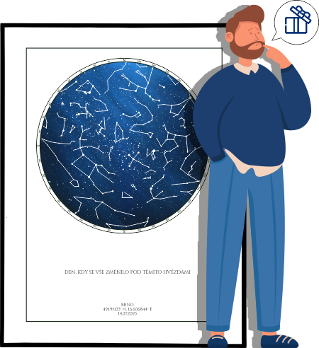 Online mapa hvězdné oblohy jako originální hvězdná obloha dárek k výročí.